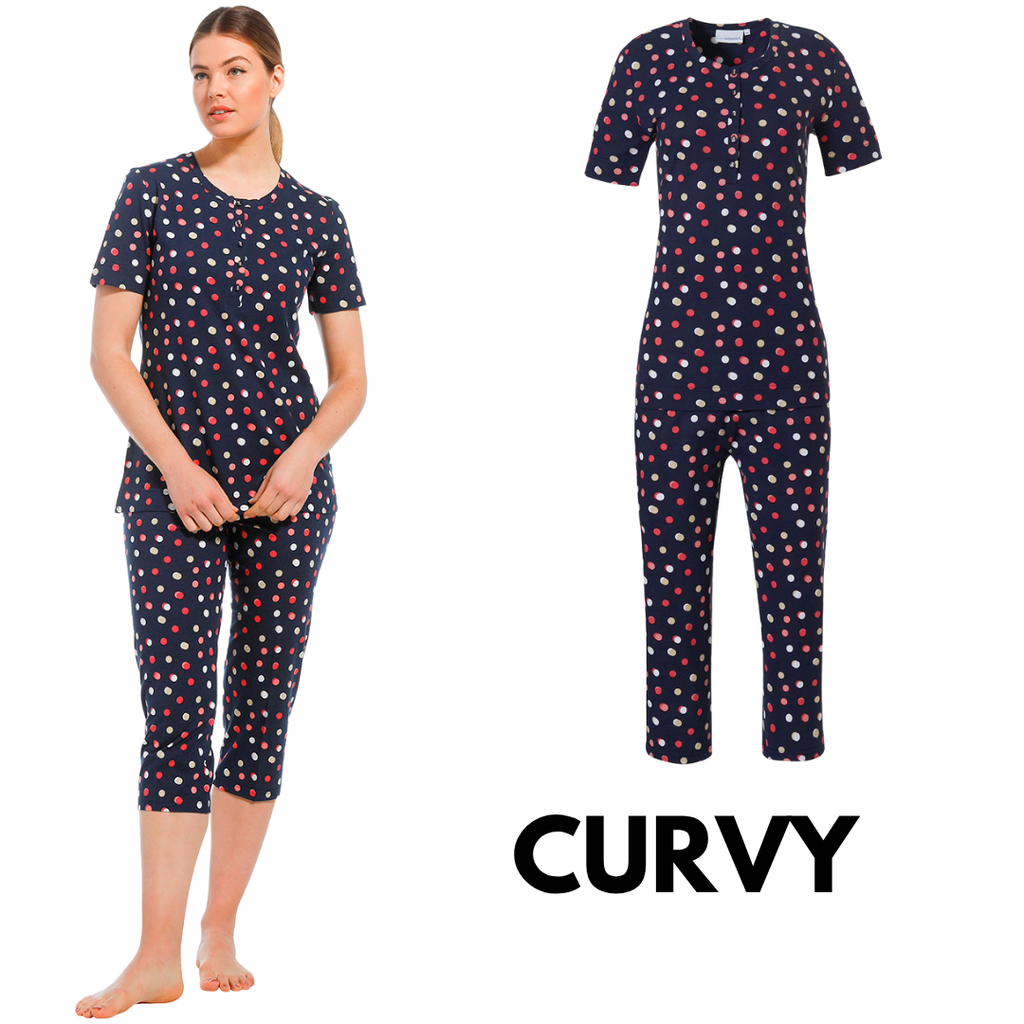 PIGIAMA M/M BLU A POIS, PANTALONI PINOCCHIETTO