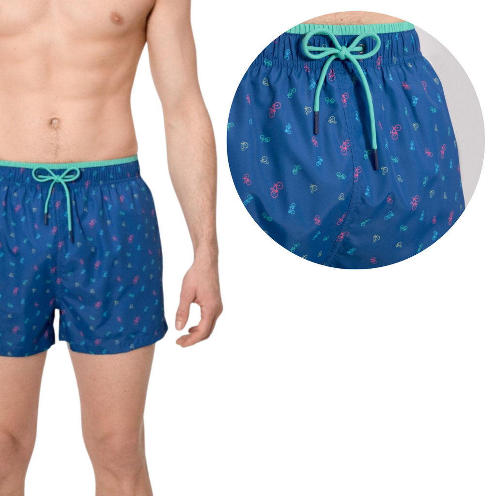 BOXER MARE UOMO  BLUETTE CON DISEGNI BICICLETTE