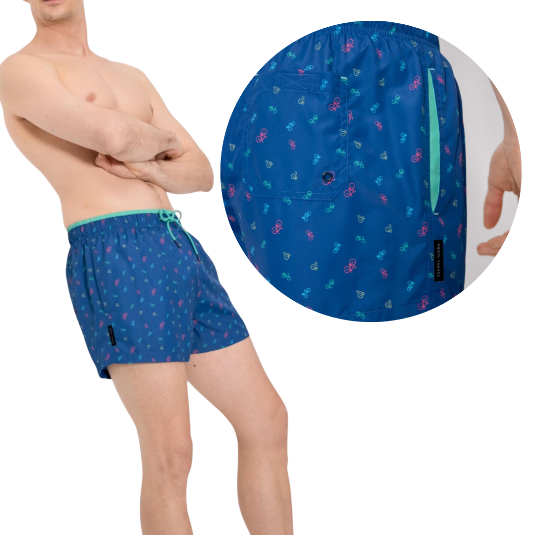 BOXER MARE UOMO  BLUETTE CON DISEGNI BICICLETTE