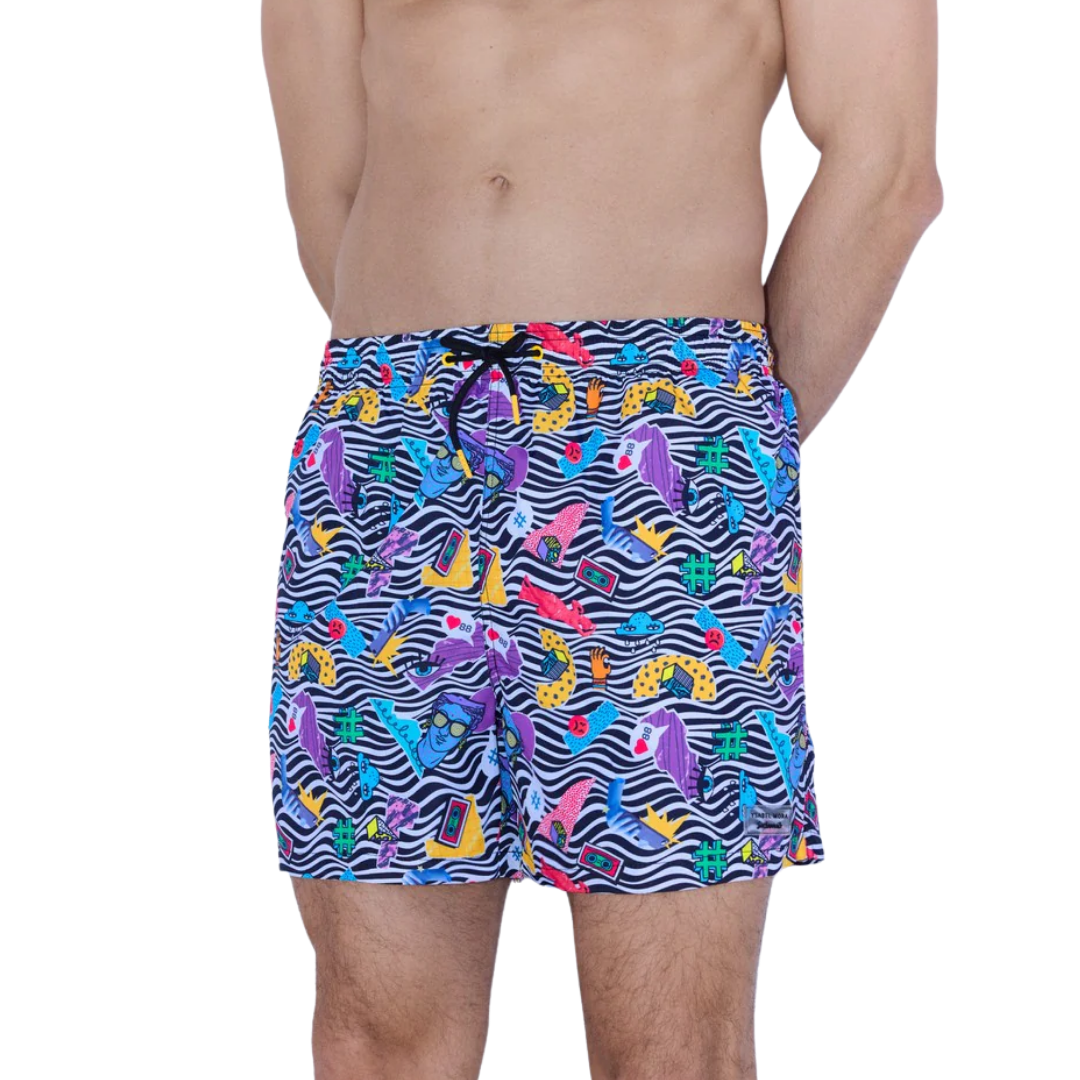 BOXER MARE UOMO POP ART BIANCO E NERO MULTICOLOR
