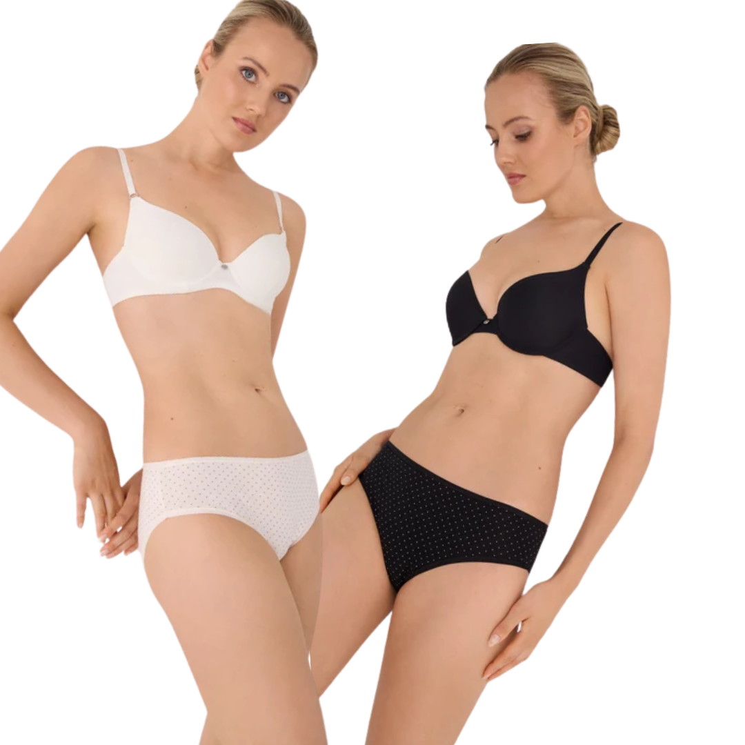 Bipack Slip Midi Donna in Cotone Elasticizzato a Micro-Pois