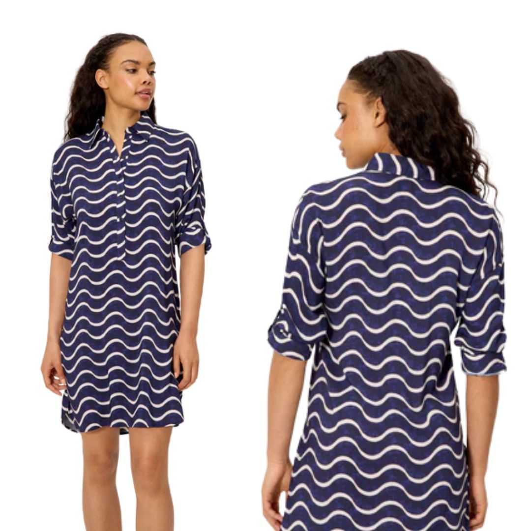 VESTITO MANICA 3/4 YM MODELLO CAMICIONE BLU