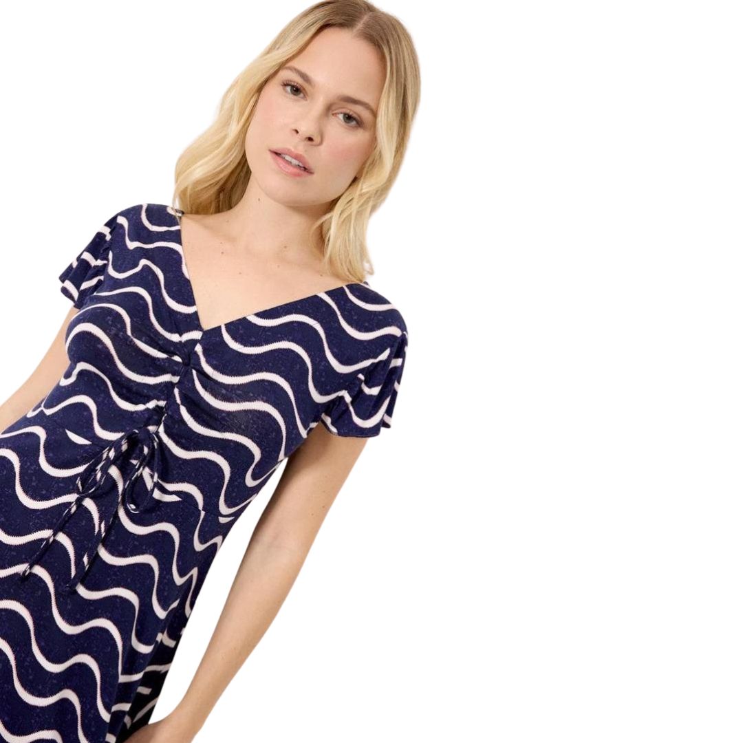VESTITO MEZZA MANICA blu con grafica onde