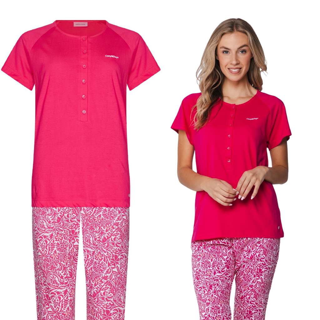 PIGIAMA M/M  FUCSIA CON SCRITTA "COZY DAYS"