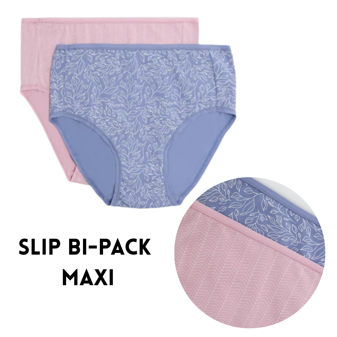Bipack Slip Alto in Cotone Elasticizzato – Comfort Avvolgente, Fantasia Botanica e Texture Chevron