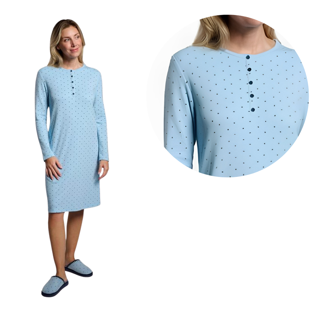 Camicia da Notte in Cotone con Bottoncini