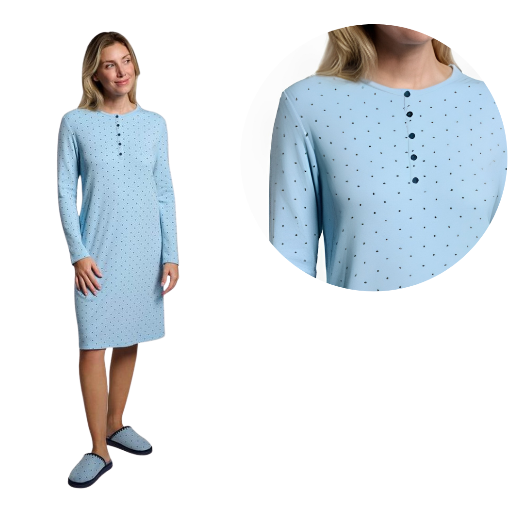 Camicia da Notte in Cotone con Bottoncini