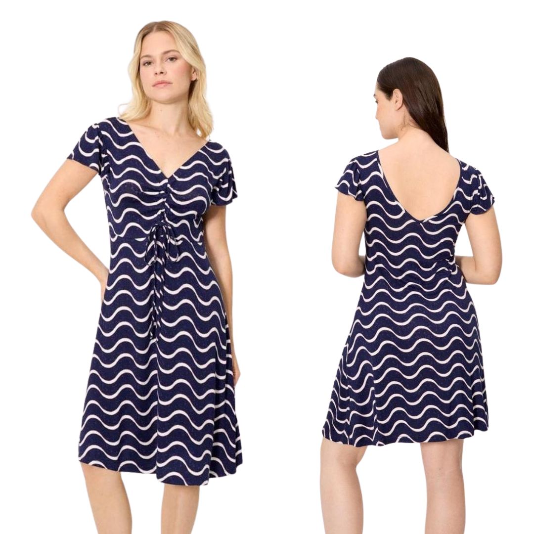 VESTITO MEZZA MANICA blu con grafica onde