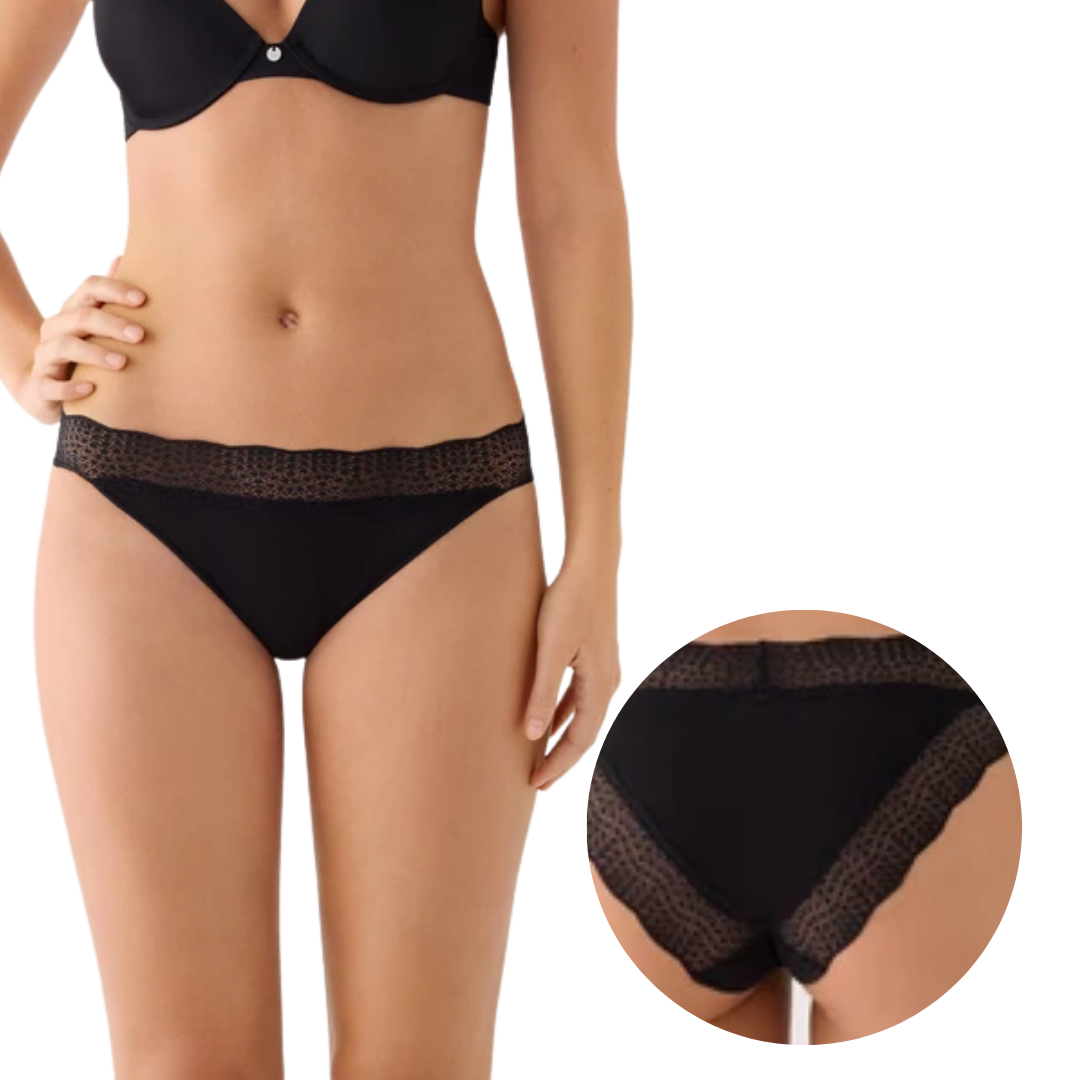 Slip Midi in Cotone Elasticizzato e Pizzo Smerlato