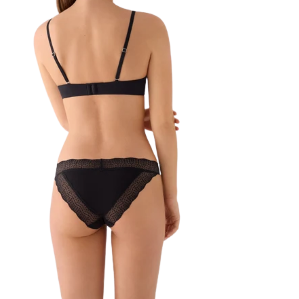 Slip Midi in Cotone Elasticizzato e Pizzo Smerlato