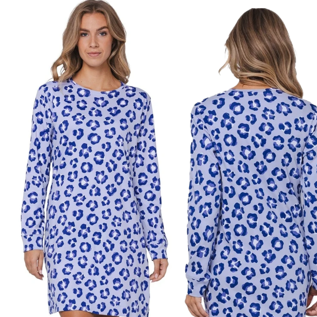 CAMICIA DA NOTTE PASTUNETTE leopardato blu