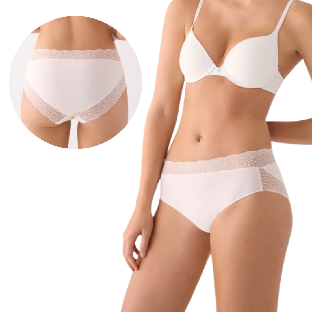 Slip Midi in Cotone Elasticizzato e Pizzo Smerlato – Comfort Avvolgente ed Eleganza (Taglia XXL)