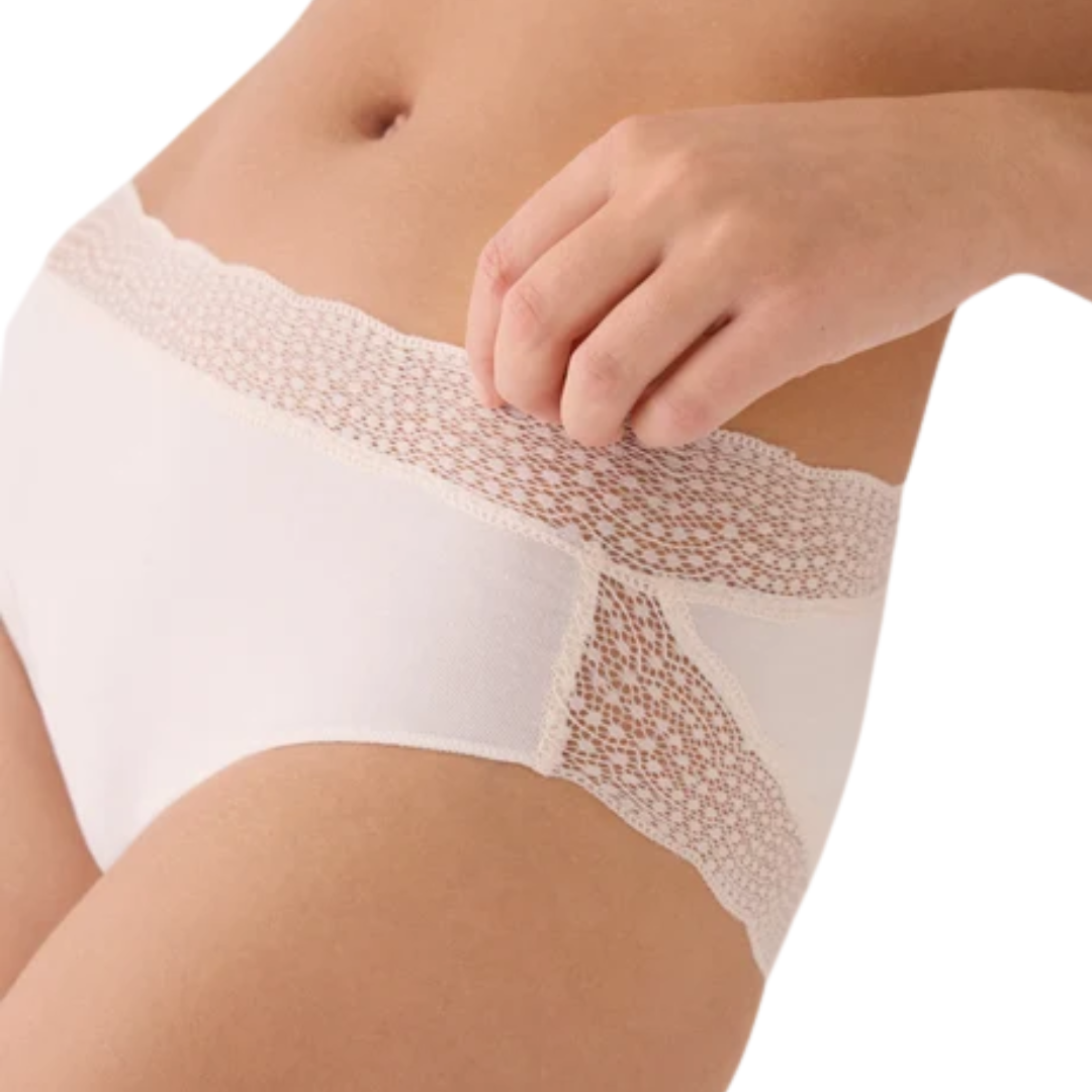 Slip Midi in Cotone Elasticizzato e Pizzo Smerlato – Comfort Avvolgente ed Eleganza (Taglia XXL)