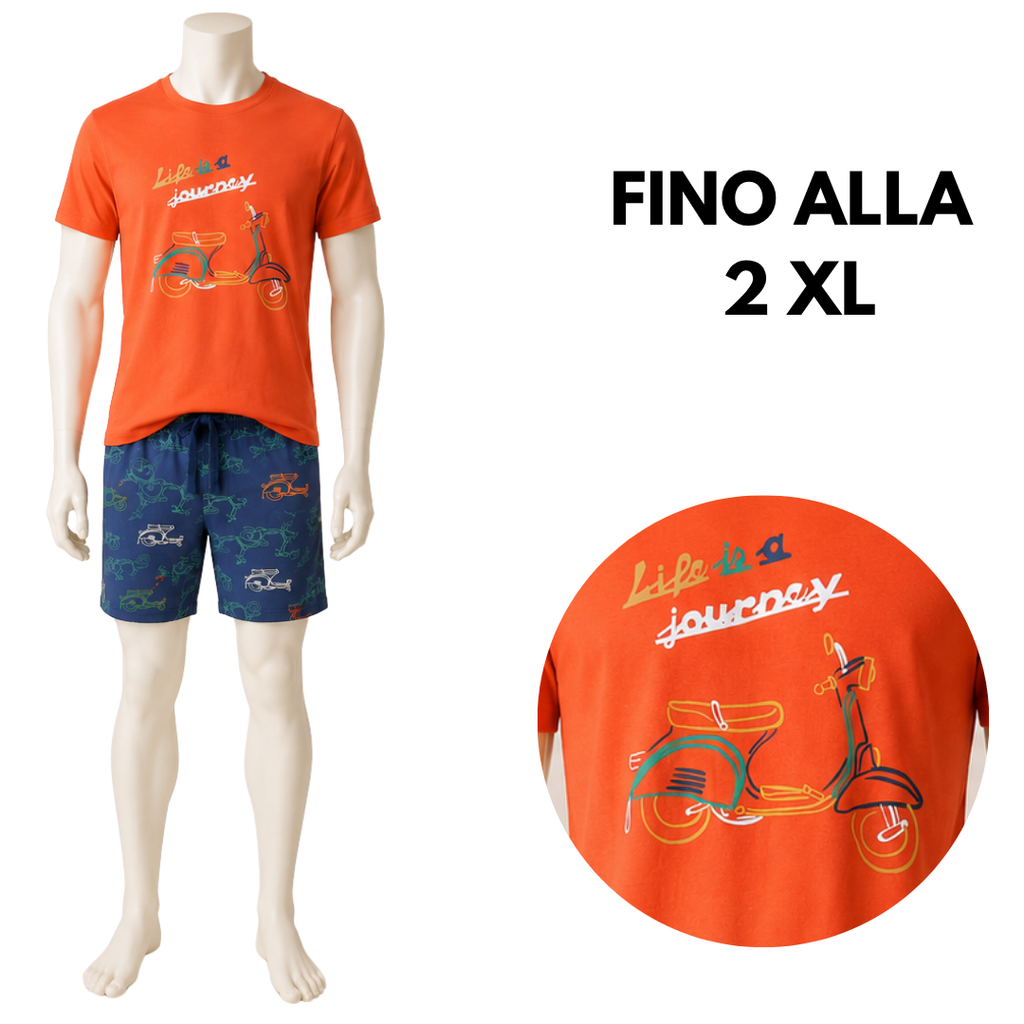 PIGIAMA UOMO M/M ARANCIONE CON MOTO VESPA