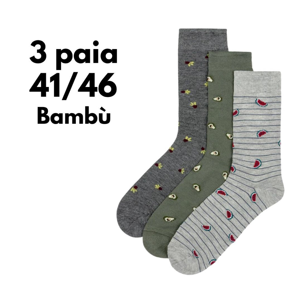 Calza corta 3pack uomo Morbidissimi e freschi al tatto IN Bambù stampati