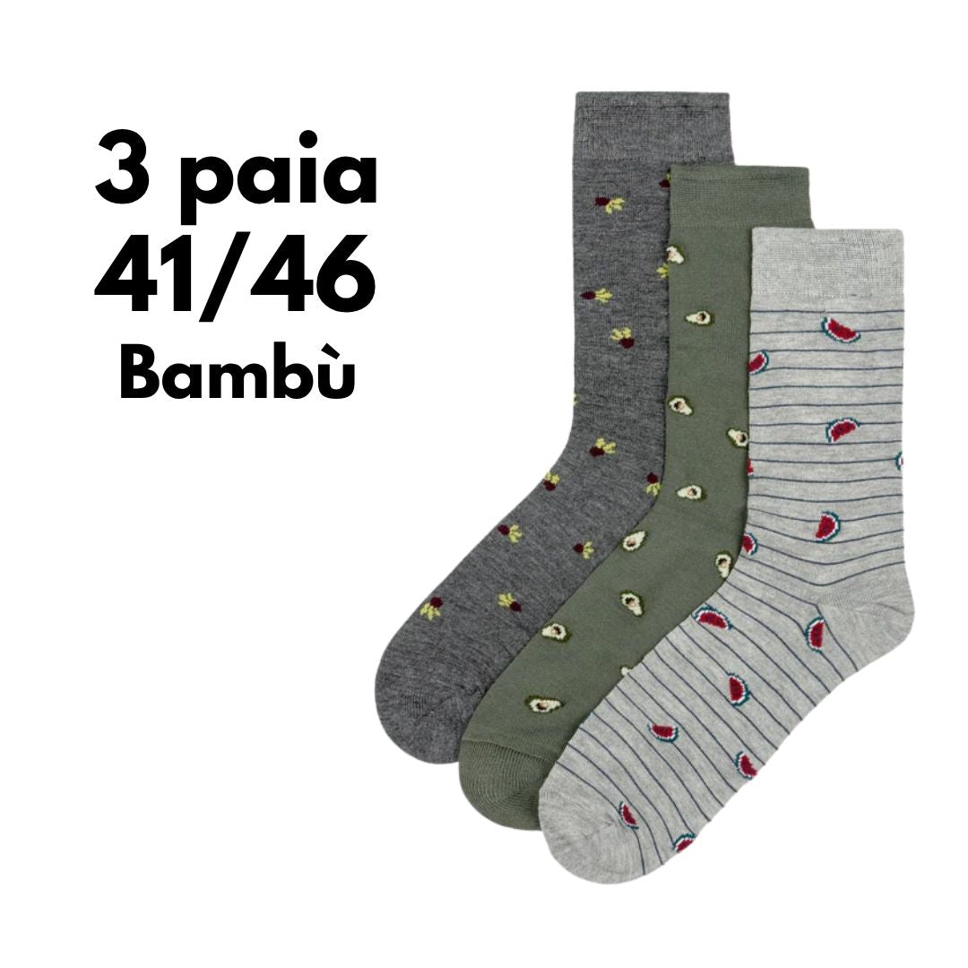 Calza corta 3pack uomo Morbidissimi e freschi al tatto IN Bambù stampati