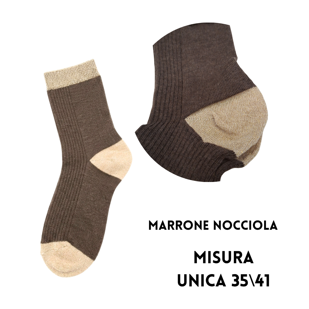 Calzini Donna a Coste con Tallone, Punta e Polsino in Lurex – Mamma Ma