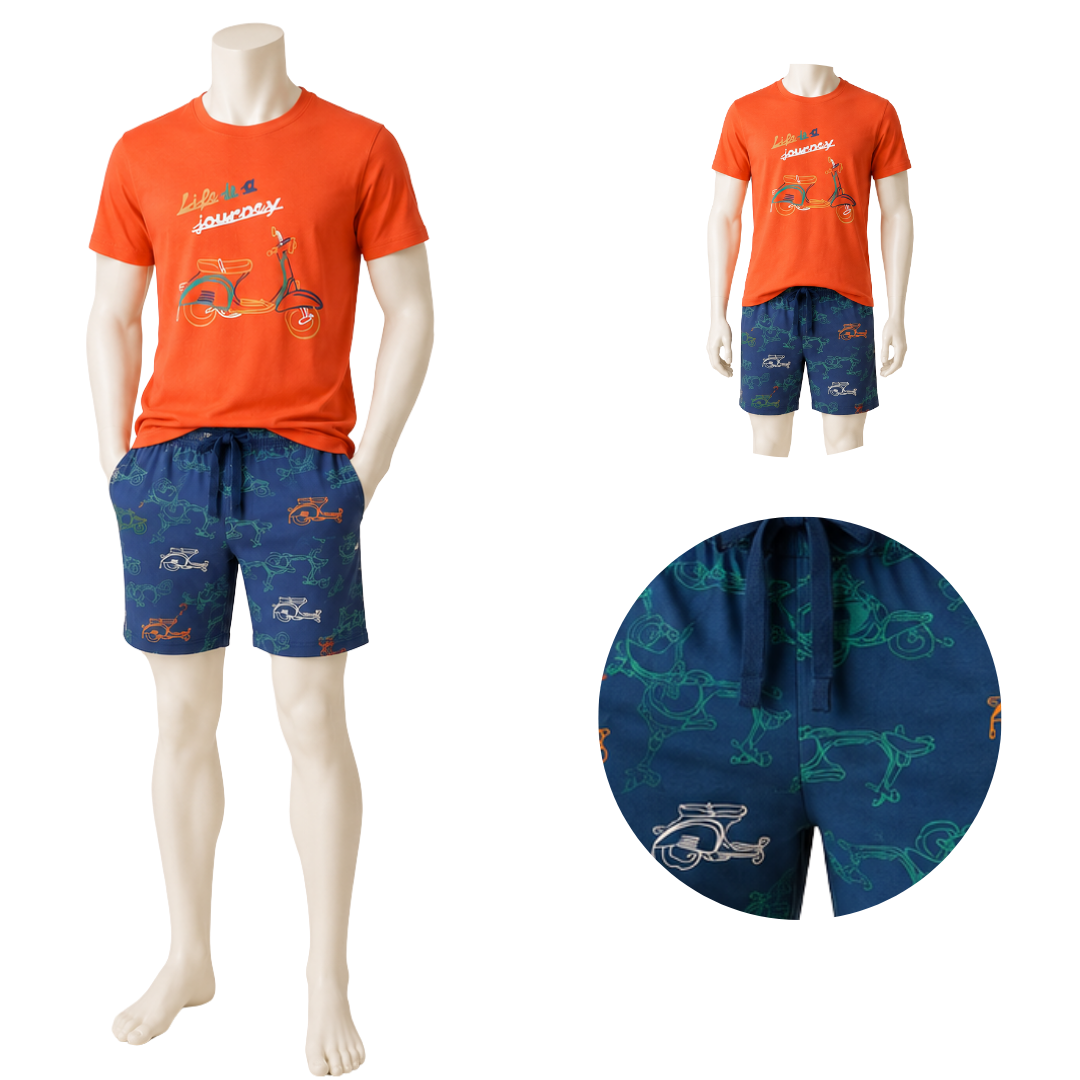 PIGIAMA UOMO M/M ARANCIONE CON MOTO VESPA