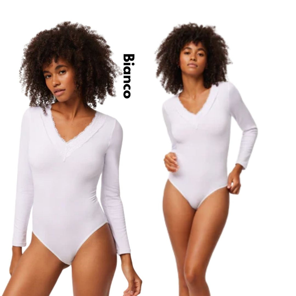 Body termico in microfibra da donna con interno felpato