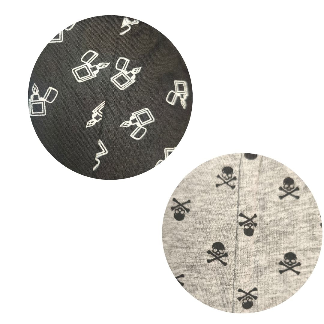 Slip Uomo Bi-Pack in cotone con fantasia teschi e accendino
