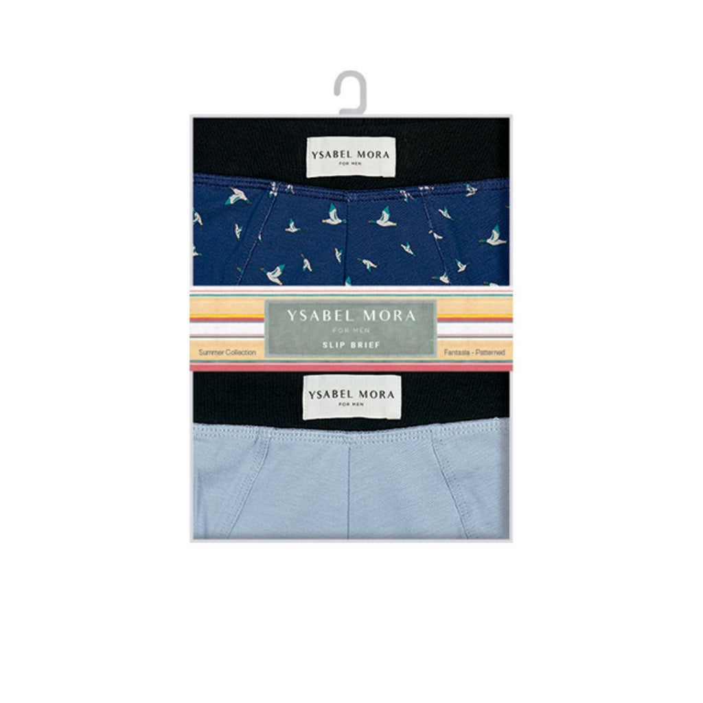 Slip Uomo bi-pack in cotone tinta unita e fantasia con anatre