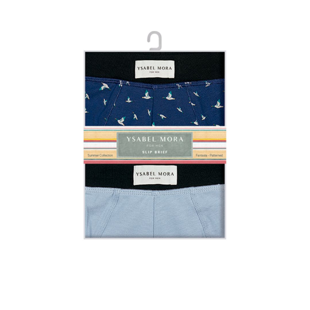 Slip Uomo bi-pack in cotone tinta unita e fantasia con anatre