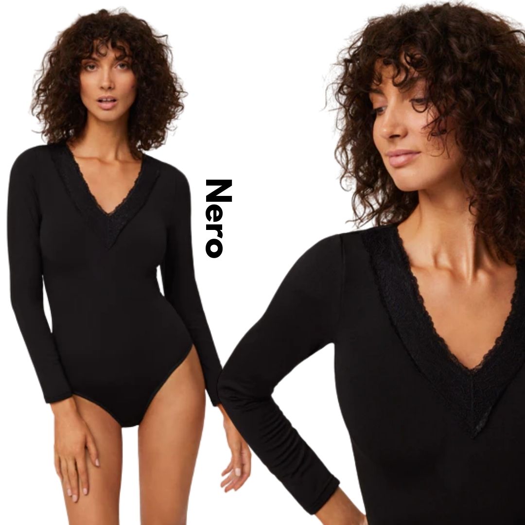 Body termico in microfibra da donna con interno felpato