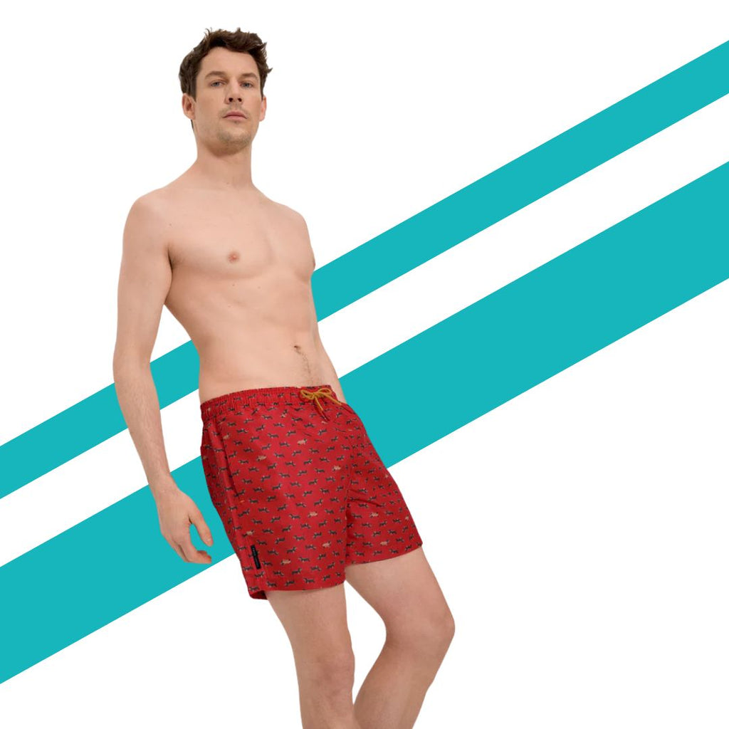 BOXER MARE UOMO ROSSO CON BASSOTTI