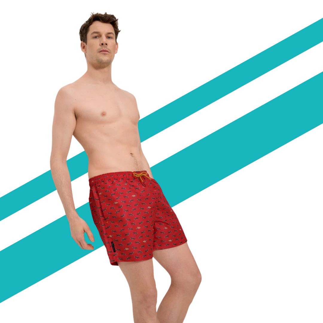 BOXER MARE UOMO ROSSO CON BASSOTTI