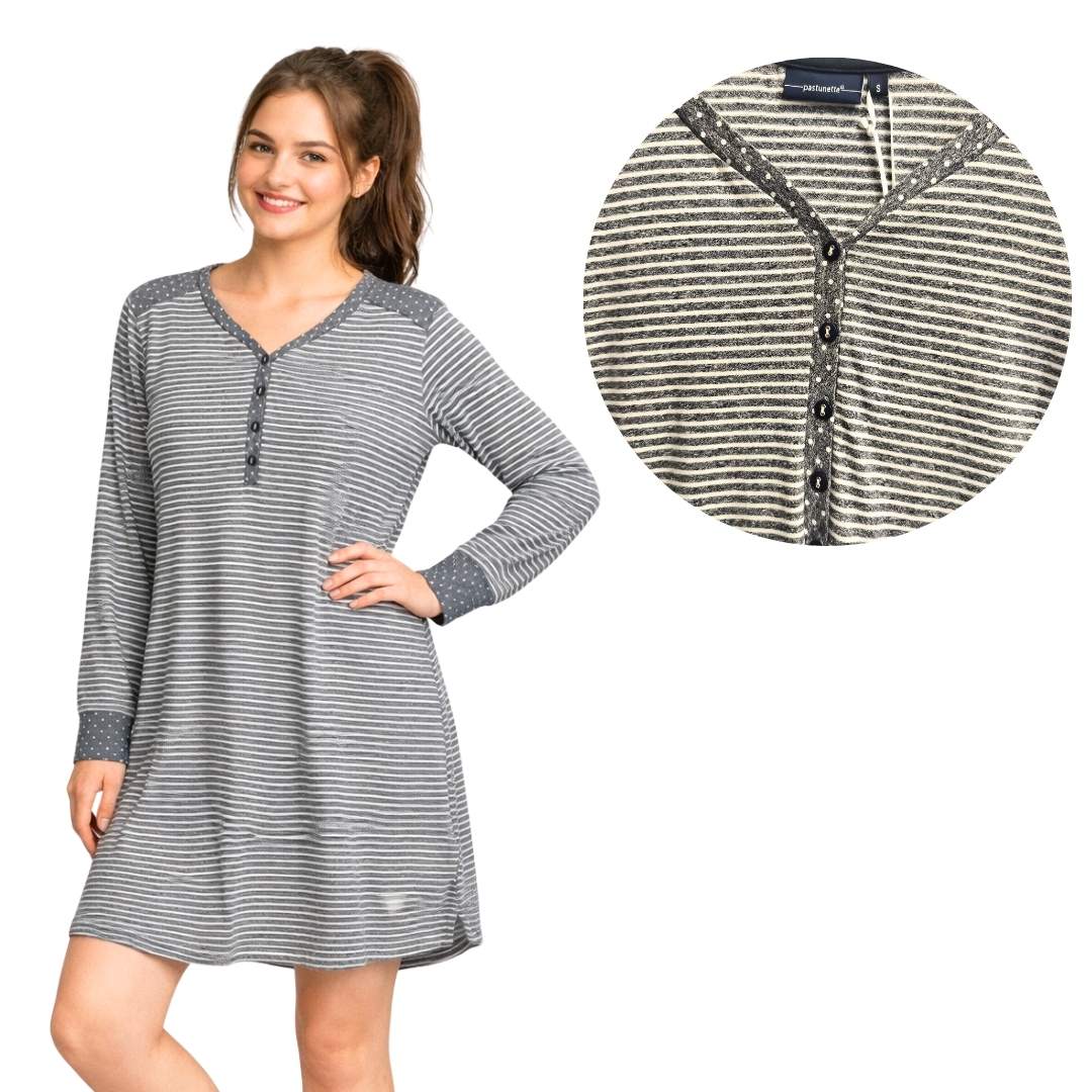 Camicia da notte pastunette DONNA POIS RIGHE