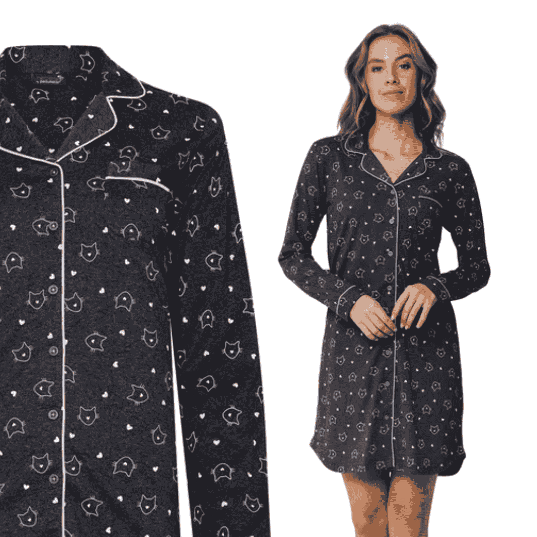 camicia da notte m/l rebelle gattini
