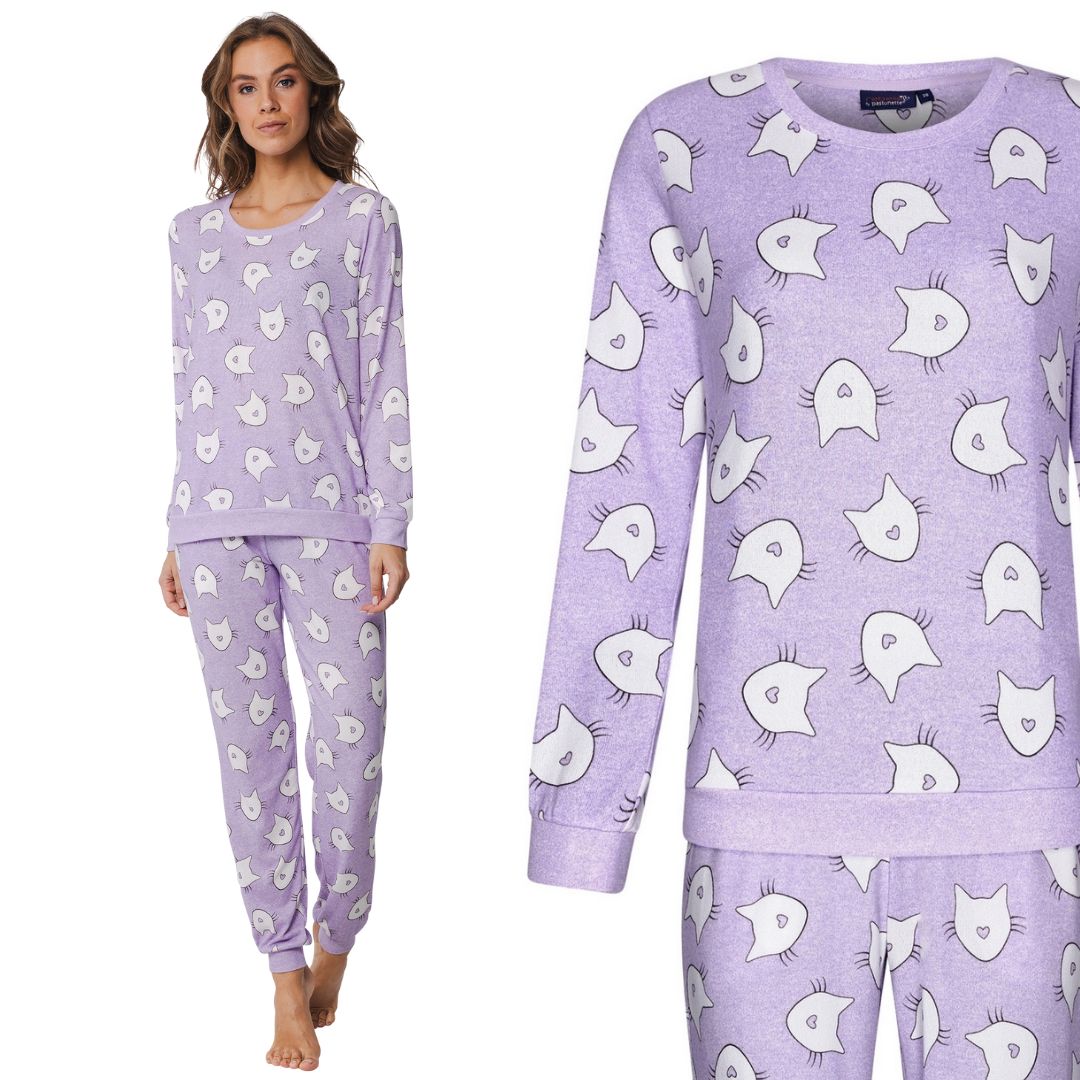 Pigiama Donna lilla con gatti