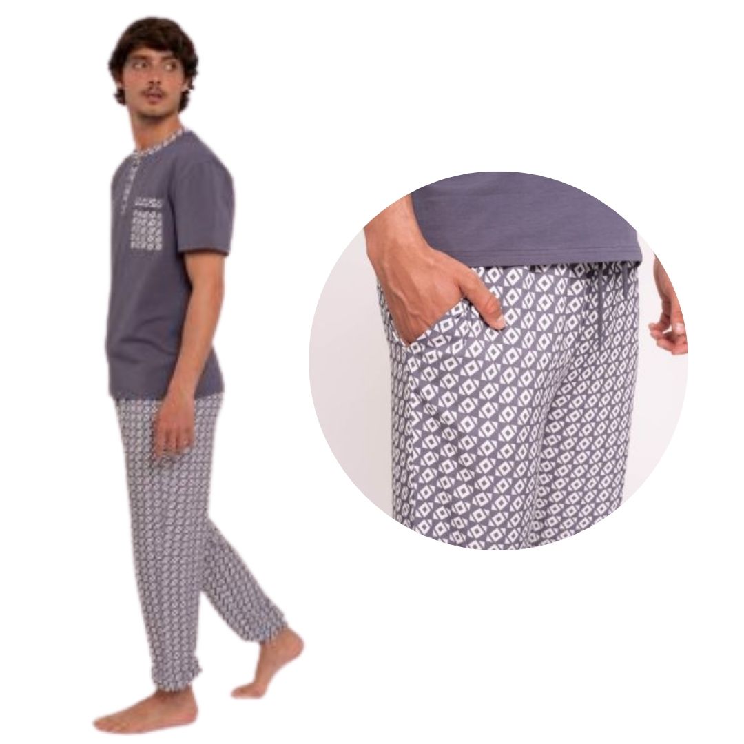 PIGIAMA UOMO M/M MUYDEMI GRIGIO AVIO